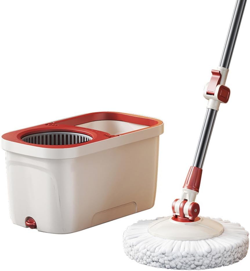 Spin Mop and Bucket with Wringer Set, 360° Spinning Mop Bucket System with 3 Microfiber Mop Replacement Heads and Stainless Steel Adjustable Handle for Floor Cleaning