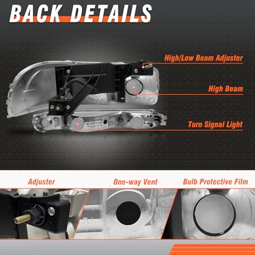 Image of for 1999-2006 GMC Sierra /Yukon Headlights Assembly | OE 15850351 /15850352,Halogen,W /O bulbs,IP67,Plug & Play,Chrome Pair