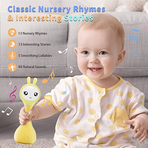Image of alilo Smarty Baby Audio Player - Toy with Chewable Teether Ears & Colorful Lights - Plays Educational Sounds Stories & White Noise for 0-24 Months Kids - Perfect Baby Gift for Early Learning | Yellow