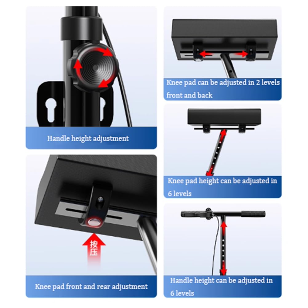 Andador de rodilla plegable para lesiones, andador de rodilla con ruedas y dirección, andador manual con asiento y ruedas, ayudas para la movilidad y la vida diaria, para lesiones en los pies.