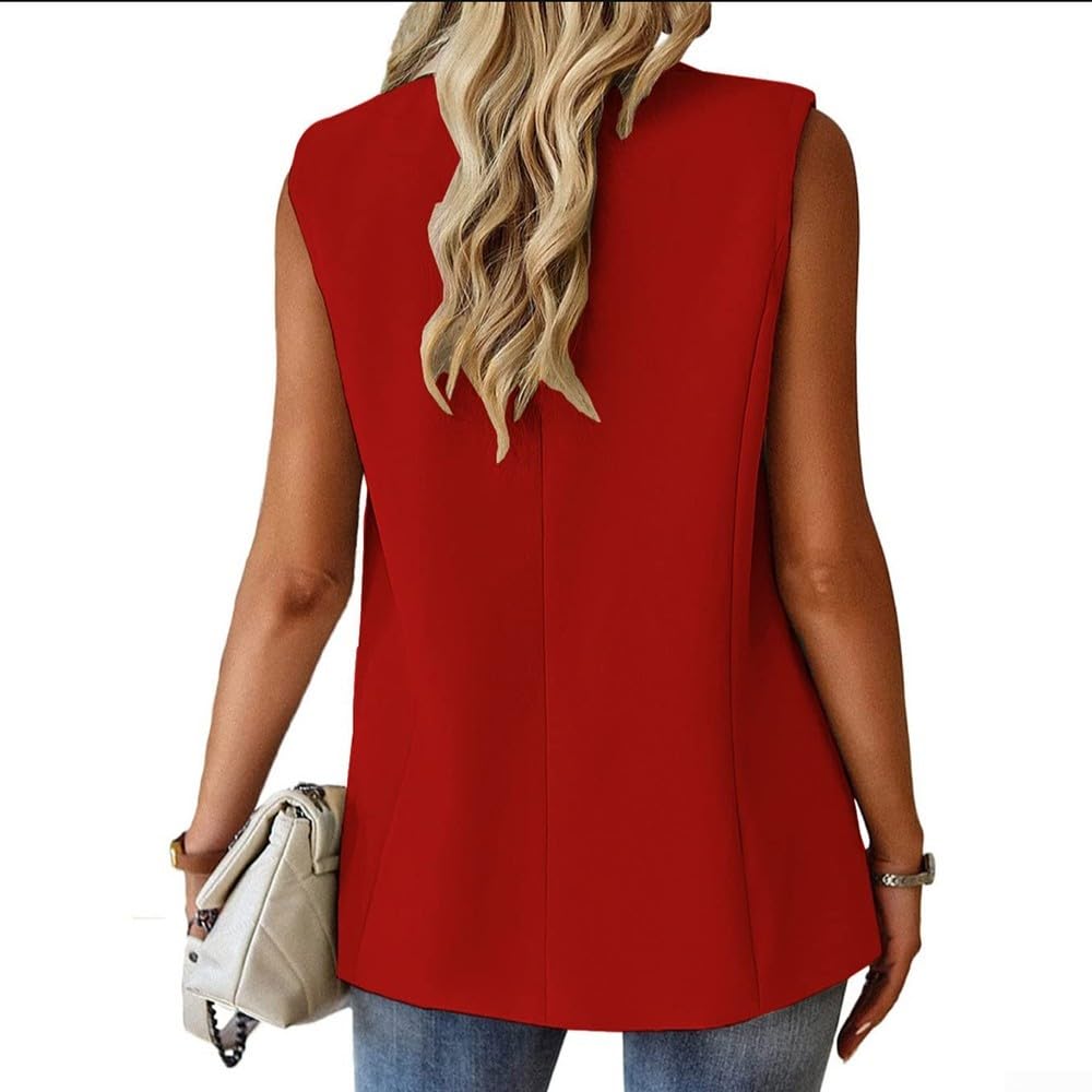 Chaleco sin mangas para mujer, color liso, con botones, con bolsillos, para el trabajo, yoga, ciclismo, playa, vacaciones, verano, chaqueta ligera