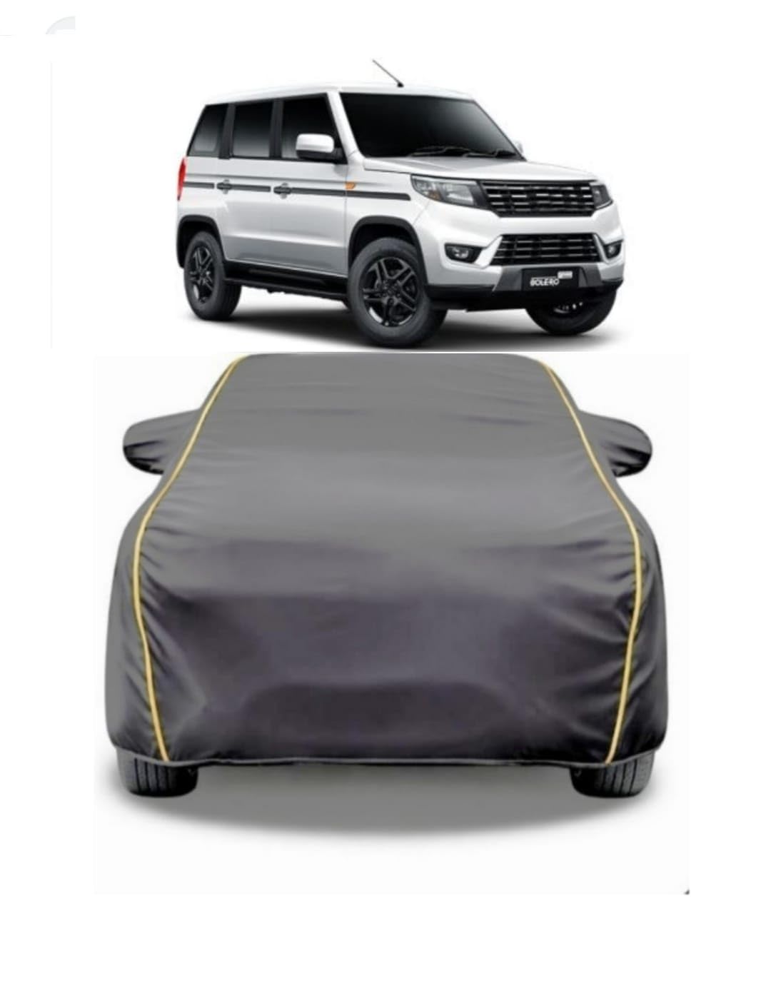 Water Resistant Car Cover for Compatible with New Mahindra Bolero Neo N10 R Model 2026 All Weather Proof - Dust Proof Car Body Cover (Grey)-image-45