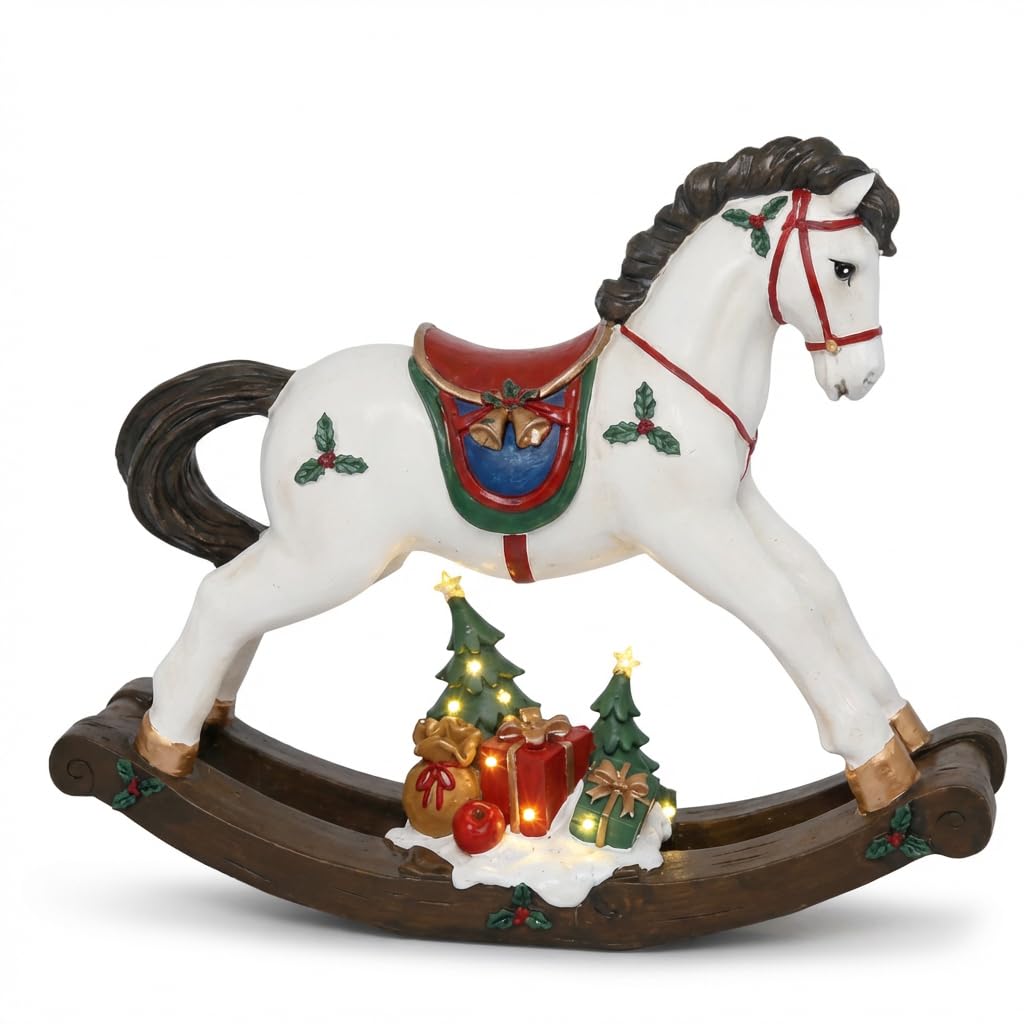KAROLINE&CO. Weihnachtsdeko Nussknacker Figur – Klassische Weihnachtsdekorationen – Schaukelpferd Weihnachten 50 cm als dekorative Figur im traditionellen Stil