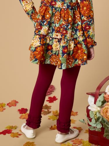Image of RuffleButts Toddler Girl Merry & Bright Ruffle Leggings - Ankle Leggings | 75% Cotton 23% Spandex 2% Elastane, Breathable Lightweight, Elastic Waistband, Signature Rear Detail To 4T, Machine Washable