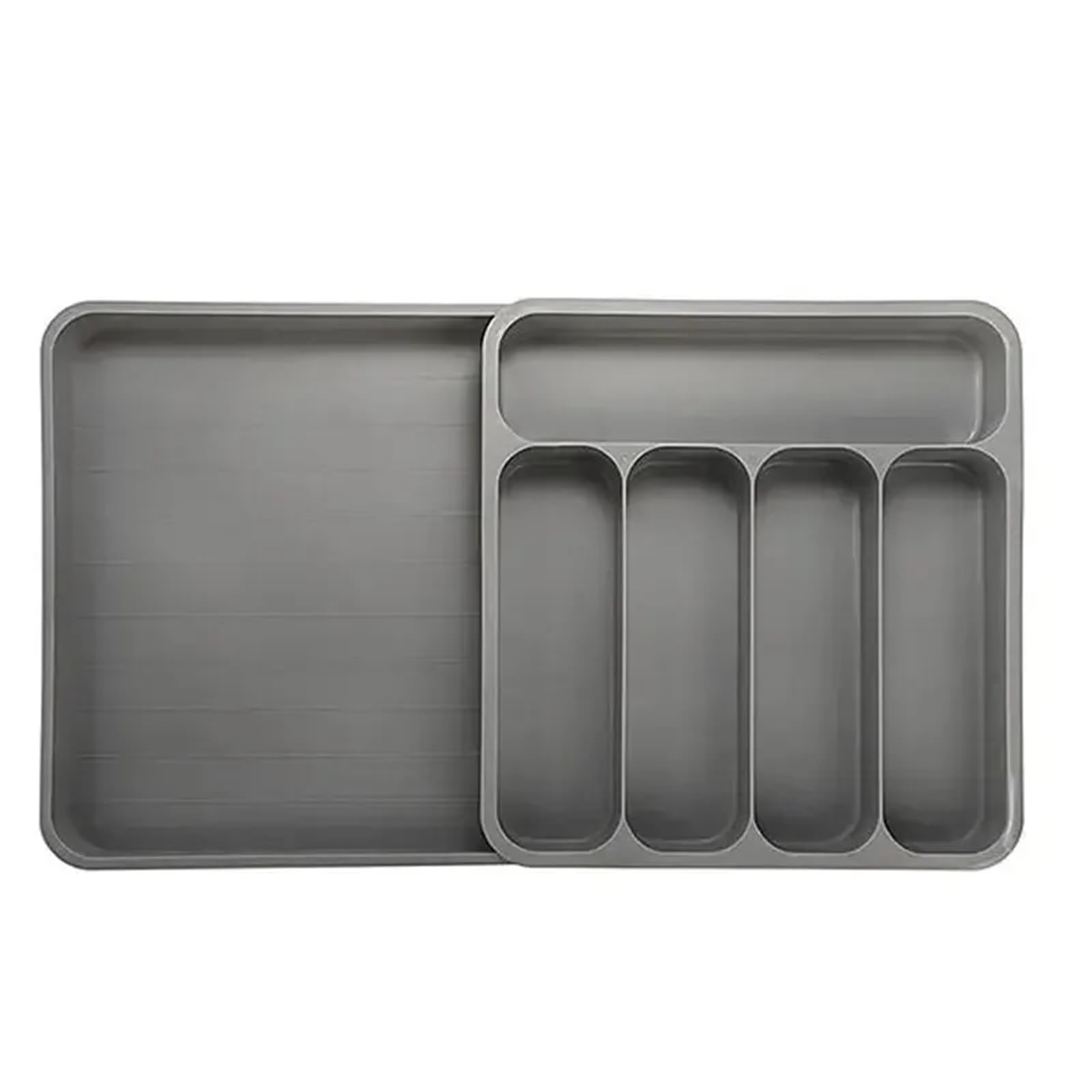WDSBZNB Cutlery Tray Cutlery Drawer Organizer Expandable Tray 6 Compartment Flatware Storage Divider Adjustable Kitchen Utensil Organization(Grey)