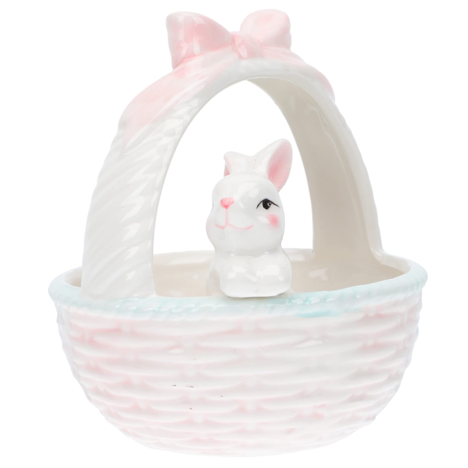 Cabilock Decorazione Pasquale A Forma Di Coniglietto Cestino in Ceramica Realistico Per La Gioia Dei Bambini E Delle Bambine Ornamenti Da Tavolo