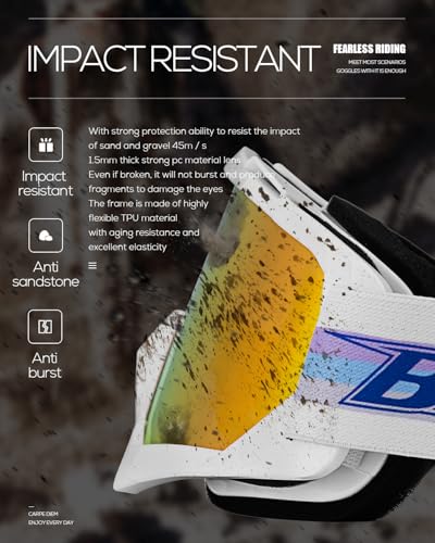 Image of BATFOX Motorcycle Glasses Goggles Dirt Bike Motocross Safety ATV Tactical Riding (HD Purple-White Color, Adult)