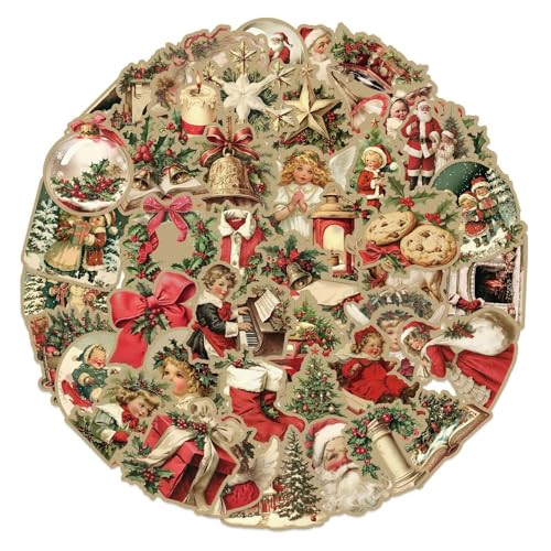 Calcomanías navideñas para manualidades, 50 piezas de calcomanías para de teléfono, impermeables, decoraciones vintage para uso en interiores y exteriores, botellas, vidrio, coche
