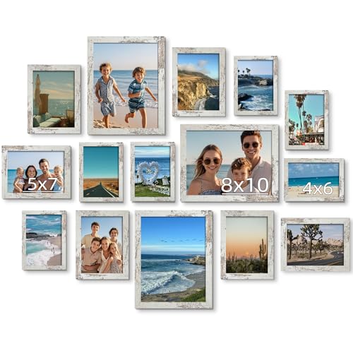 BESCRCL 15 Pack Real Glass Picture Frames Collage Wall Decor,