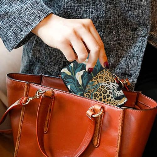 Tribal Style Leopard White Calla Lily leather card holder wallet for women With 9 cards slot RFID Blocking card holder women with zipper 6