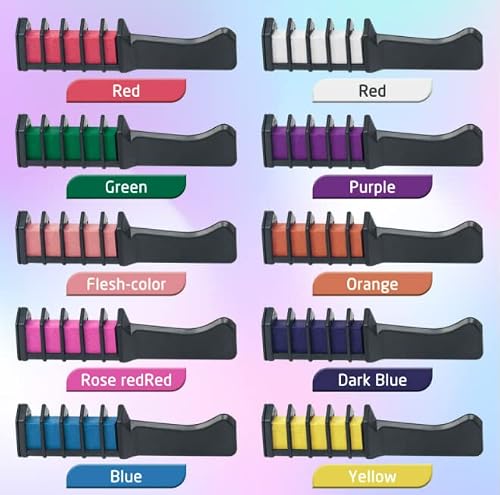 Mokily 10 Pcs Hair Chalk Comb Pens-New Hair Chalk Comb Temporary Bright Washable Hair Color Dye-Gifts Toys For Birthday Party,Easter,Christmas,Halloween,Diy Cosplay Dress Up (10Pcs Colorful) #TOP1