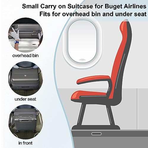 Hanke 16 Inch Underseat Carry On Luggage Hard Shell Suitcases with Wheels Mini Small Carry On Bag for Airline Approved TSA Luggage Lightweight Travel Suitcase(Graphite Grey)2