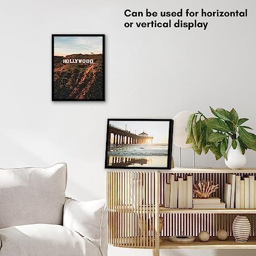 Americanflat 10x13 Picture Frame with Shatter-Resistant Glass - Streamline Collection - Thin Border Photo Frame for Tabletop and Wall Display - Hanging Hardware and Easel Stand Included - Black