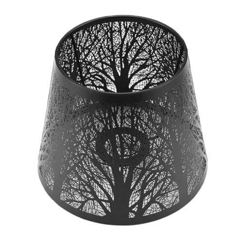 Smallterm Small Lamp Shade Metal Lampshade with Pattern of Trees for Table Chandelier Wall Lamp Black