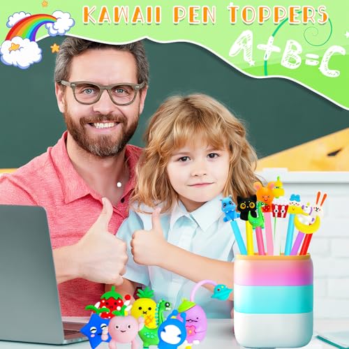 30 bolígrafos de gel negro con diseños kawaii y estuche miniatura 4