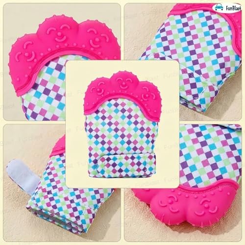 Image of FunBlast Baby Teething Mitten - Soft Silicone Teether Glove for Infants, BPA-Free, Safe & Comfortable Teething Toy for 3+ Months Babies, Toddlers, Infants (Pink)