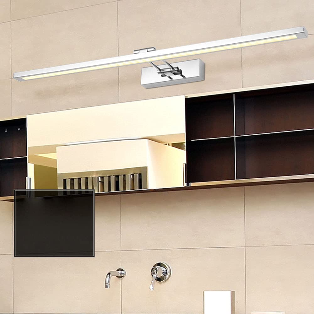 180° Einstellung Spiegellampe LED Silber Spiegelleuchte Wandleuchte Badezimmer Wasserdicht Toilette Badezimmer Spiegellicht IP44 Rostfreier Stahl Spiegel Frontlicht L80CM 16W,80cm warm light