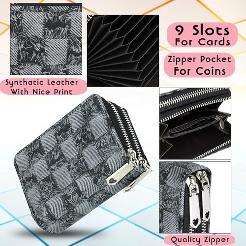 Image of Storite 9 Slot RFID Dual Zipper Wallet PU Leather Credit Debit Card Holder Wallet Money Zipper Coin Purse for Girls & Women - (Grey /Black-8 x11 x 4 cm)