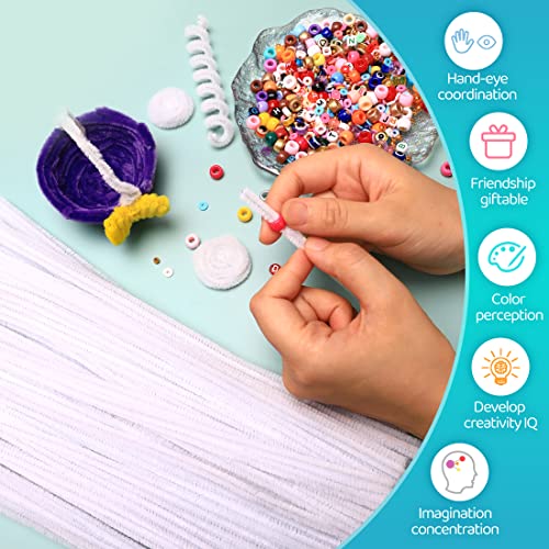 Image of IOOLEEM 200pcs White Pipe Cleaners Bulk for Crafts | Chenille Stems for DIY Flower Making & Festival Decor & Party Projects, Pipe Cleaner Crafts, Art and Craft Supplies