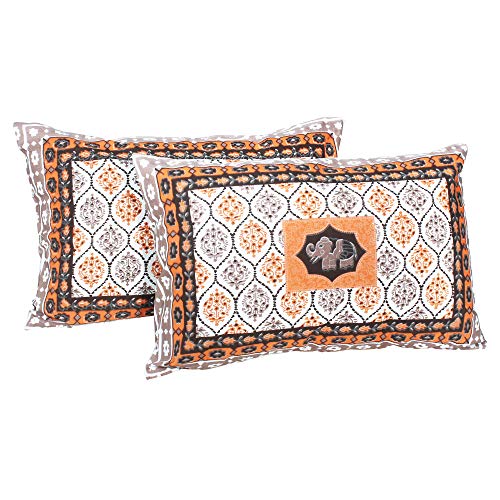 Image of Story@Home Pandora Collection 152 TC 100% Cotton Bedsheet for Double Bed with 2 Pillow Covers (90 X 108 Inch, Orange & Brown)