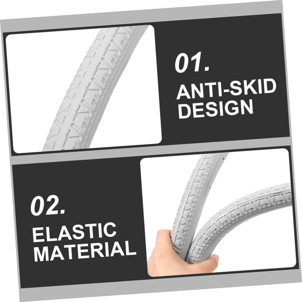 Pu Rollstuhlreifen Elastisch und Pannensicher 2 Stück Ersatzreifen für Rollstuhl 24 Zoll mit Leichtem Wartungsarmem Design für Innen und Außenbereiche