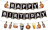 Kristin Paradise Whiskey Happy Birthday Banner, Party Sign for Men Aged to Perfection, Cheers and Beers Decorations, Adults Bday Theme Supplies