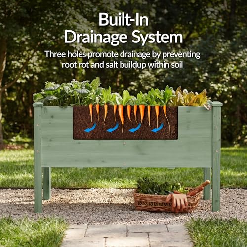 Image of Best Choice Products 48 inch x 24 inch x 30 inch Raised Garden Bed with Extra Deep 16 inch Depth, Elevated Wood Planter Box Stand for Backyard, Patio, Balcony, Natural Fir Wood - Sage