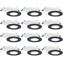 Nadair 6-Pack, 4 inches LED Ultra Slim Recessed Lights, 9W, 750 Lumens, 3000K Warm White, White and Black Trim Included, Dimmable, IC Rated, ETL Certified