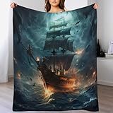 Pirat Ship Decke Weich Wärme Gemütlich Flannel-Fleece Sofadecke Deckeldecke Wohndecke Oder Tagesdecke, Decken Für Couch 100×130cm