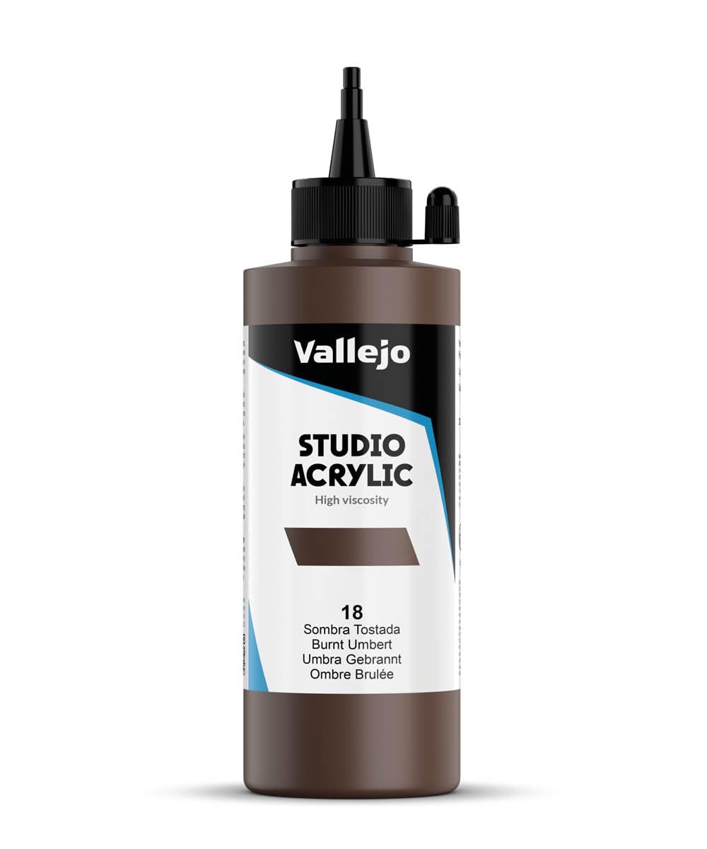 Vallejo Burnt Umber (Hue) : Studio Acrylic Paint : 200Ml :