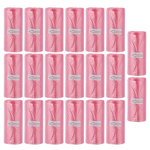 Pale red Infants Waste Pick Up Bag, 20 RollsDisposable Garbage Cleanse Up Bag, Roll of dispo Bags and Friendly Garbage Bag, Convenient Infants Waste Bag