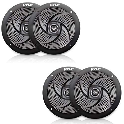 Image of Pyle PLMRS5B 5.25 Inch 180 Watt Waterproof Weather Resistant Outdoor Rated Low Profile Slim Style Marine Speakers, Black (4 Speakers)