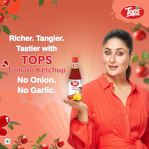 Image of TOPS Tomato Ketchup No Onion No Garlic- 500 gm Glass Bottle|Made with the Goodness of Juicy Hand-Picked Tomatoes | No Added Colour & Flavour. (Pack of 2)
