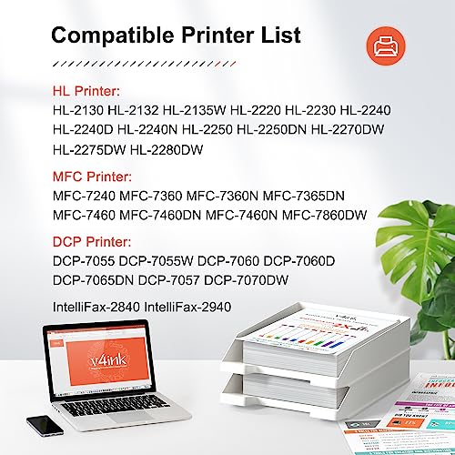 Image of v4ink TN450 TN420 Toner Cartridge 3-Pack High Yield Black Replacement | Compatible for Brother TN-450 TN-420 Toner Cartridge Black for Printer HL-2240d HL-2270dw HL-2280dw MFC-7360n MFC-7860dw