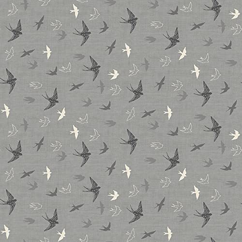 Countryside Fabrics - Swallows Grey - MAK1595 - from 0.5 Metre - by Makower - 100% Cotton (Swallows Grey MAK1595)