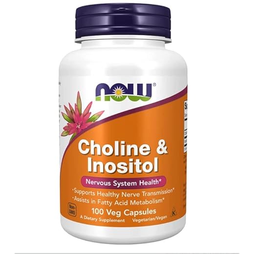 Now Foods, colina e inositol, 500 mg, 100 cápsulas veganas, vitamina B