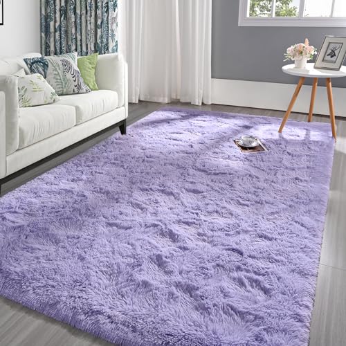 Pettop Fluffy Lavender Purple Area Rug for Bedroom Living Room, 3x5...