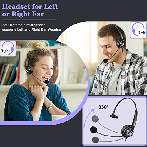 Image of Callez RJ9 Telephone Headset for Yealink Grandstream Avaya Panasonic Snom | Office Phone Headset with Noise Cancelling Microphone, Work for Yealink T31P T33G T46U T54W T57W Grandstream GRP2612 2613