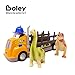 Boley 3 Piece Dino Transporter Set - Dinosaur Lovers Set for Kids, Children, Toddlers - Animated Truck with Realistic Motor Sounds, Detachable Truck Bed