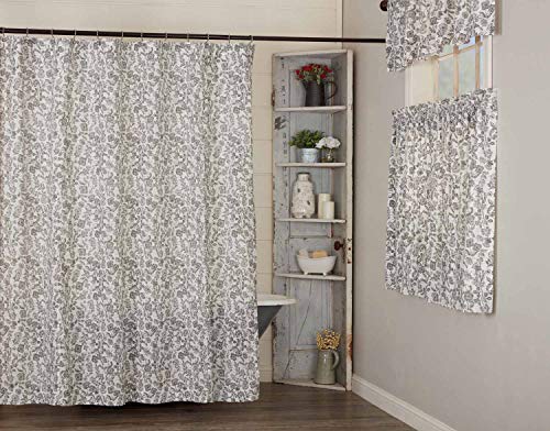 Piper-Classics-Gray-Gables-Floral-Shower-Curtain-72-L-x72-W-Gray-and-Soft-White-Botanical-Print-Country-Cottage-Vintage-Farmhouse-Bathroom-Decor-Bath-Tub-Curtain Piper Classics Gray Gables Floral Shower Curtain 72 L x72 W Gray and Soft White Botanical Print Country Cottage Vintage Farmhouse Bathroom Decor Bath Tub Curtain