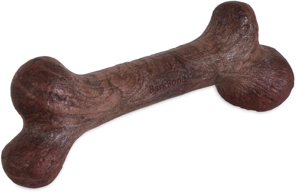 Pet Qwerks Dinosaur BarkBone - Nylon Dog Bone for Aggressive Chewers - Steak Flavor - 11"