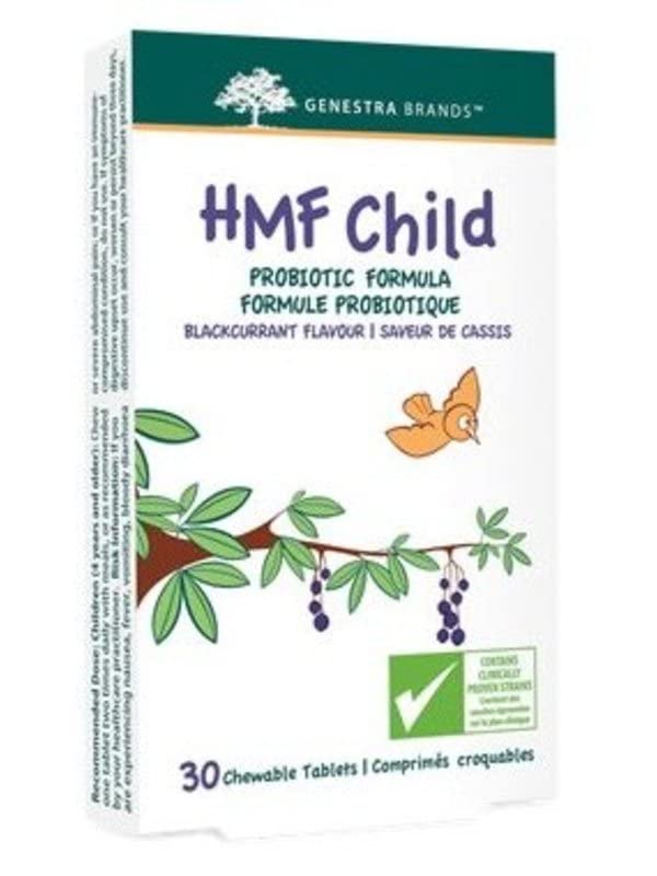 Genestra Brands HMF Child | Probiotic Formula to Support Healthy Gut Flora | 30 Chewable Tablets | Blackcurrant Flavor