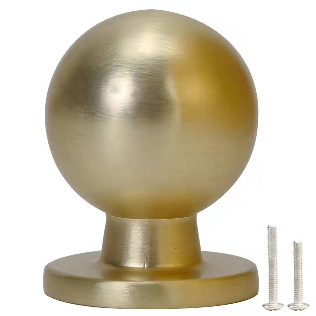 KHTUMEWARE 18 Pack 1 in (25mm) Diameter Round Solid Brushed Brass Cabinet knobs Kitchen Gold Cabinet knobs,Brushed Gold Cabinet knobs.… image