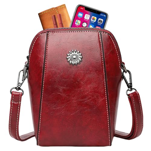 Genérico Bolso De Cuero Del Teléfono   Bolso De Mano, Cartera Retro Para Teléfono Celular, Organizador De Viaje Delgado | Portapasaporte Compacto Y Práctico Diseño Moderno Para Compras, Ren, rojo