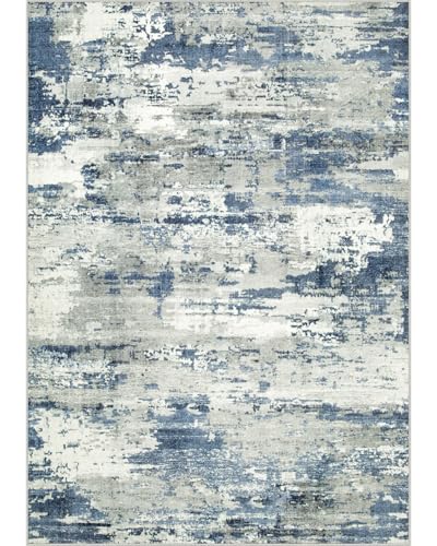 Area Rugs 6x9 Living Room: Large Soft Washable Rug Modern Abstract Anti-Skid Non-Shedding Carpet Indoor Floor Thin Carpets for Bedroom Dining Room Farmhouse Nursery Home Office Grey Blue