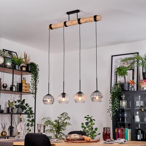 Suspension Écru Koyoto : lustre boule lumineuse noir moderne à 4 lumières