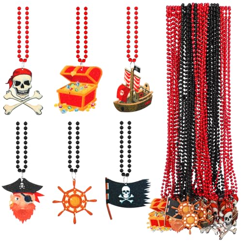 Otuuz 36 Pcs Beads Necklace Jewelry Accessories Necklaces Chains Pendant Party Decorations Gift for Women Men Party Favor Summer Birthday Holiday Costume Cosplay(Pirate)
