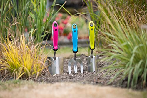Spear & Jackson COLOURS3PSSS 3-teiliges Edelstahl-Gartenwerkzeug-Set – Pflanzkelle, Unkrautforke & Umpflanzkelle mit Tiefenanzeige… – Ansicht 2