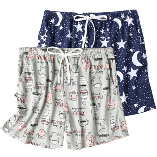 Image of ENJOYNIGHT Women Pajama Shorts Cotton Lounge Bottoms Sleep Shorts with Drawstring & Pockets