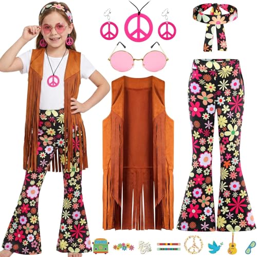 Disfraz Hippie para Niñas 60s 70s Fiesta Halloween miniatura 1